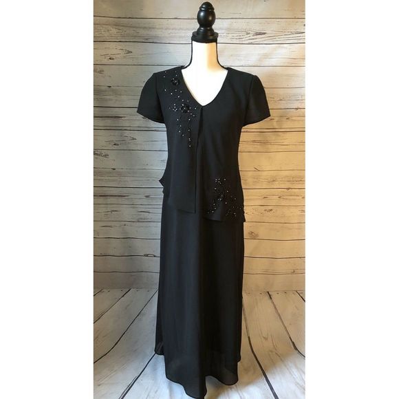 black beaded maxi dress